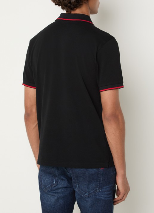 Diesel T-Ferry regular fit polo met logoborduring - achterkant 3 zwart