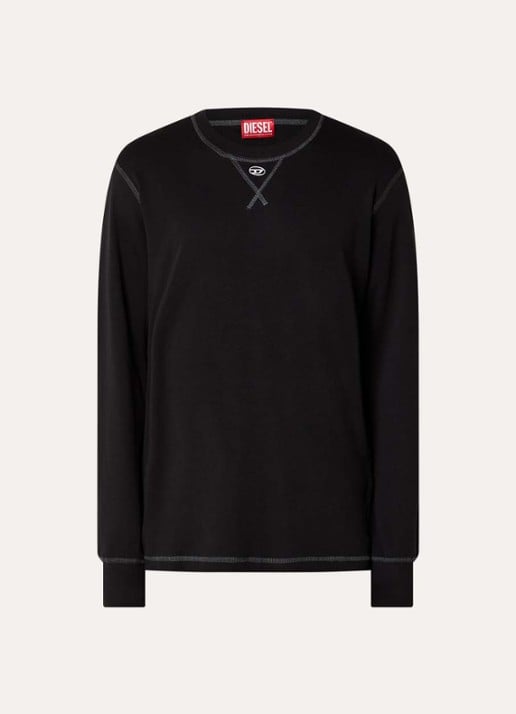 Diesel T-Madjust-Ls-Tr longsleeve met logo - voorkant zwart