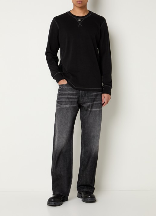 Diesel T-Madjust-Ls-Tr longsleeve met logo - voorkant 2 zwart