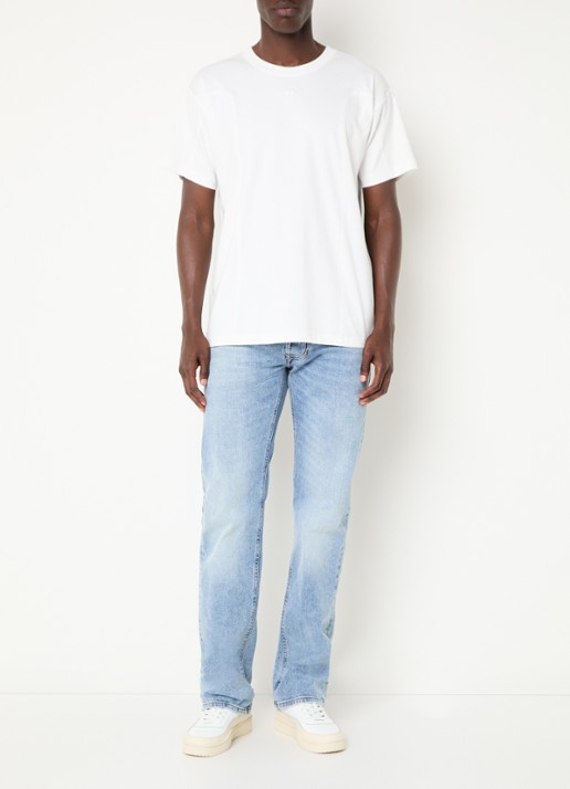 Diesel T-Norm-Int T-shirt met logoborduring - voorkant 2 gebroken wit