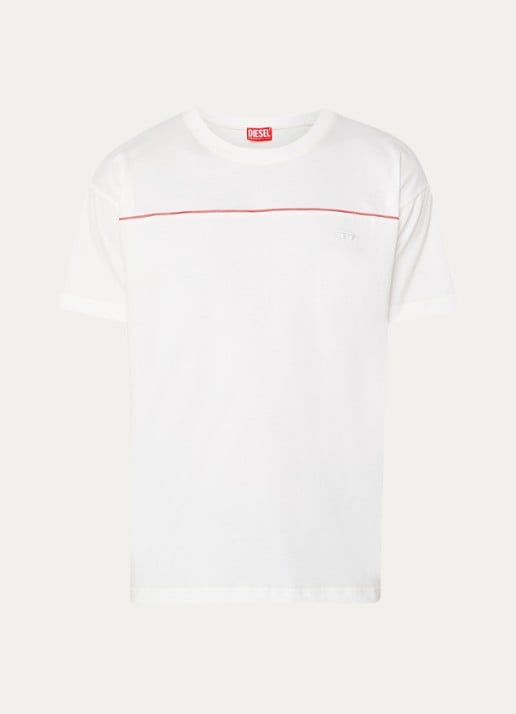 Diesel T-Norm-Piping T-shirt met logo - voorkant 3 wit