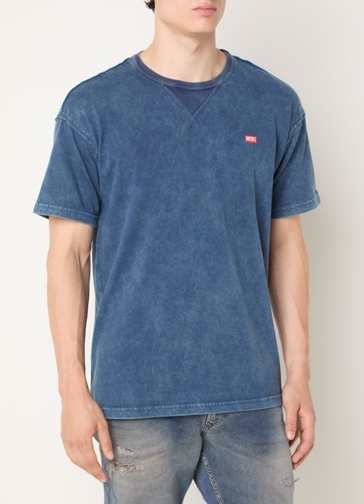 Diesel T-Norm-Raw T-shirt met logoprint - detail indigo