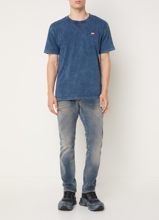 Diesel T-Norm-Raw T-shirt met logoprint - voorkant 4 indigo