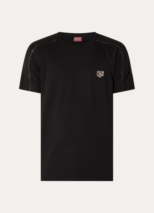 Diesel T-Norm T-shirt met borduring - voorkant zwart