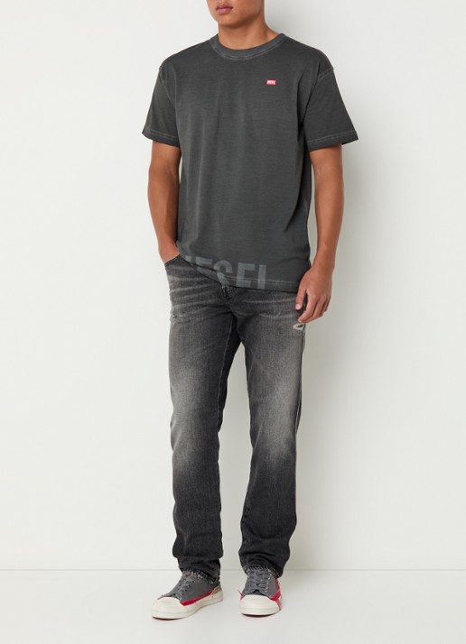 Diesel T-Norm-T7 T-shirt met logoprint - voorkant 2 antraciet