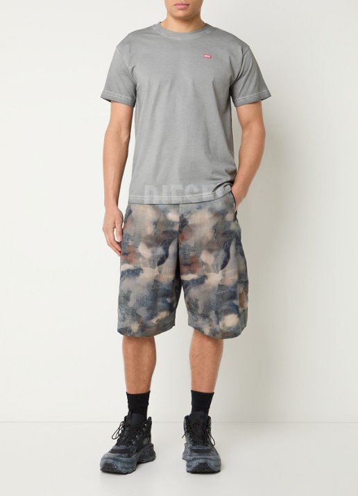 Diesel T-Norm-T7 T-shirt met logoprint - voorkant 2 grijs