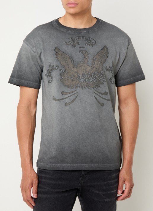 Diesel T-Norm-T9 T-shirt met verwassen afwerking en logoprint