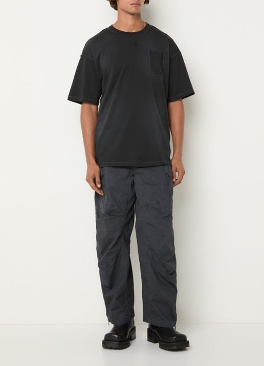 Diesel T-Pock T-shirt met logoborduring - voorkant 4 zwart