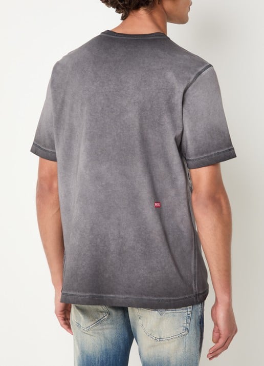 Diesel T-Rawjust T-shirt met structuur - achterkant 3 donkergrijs