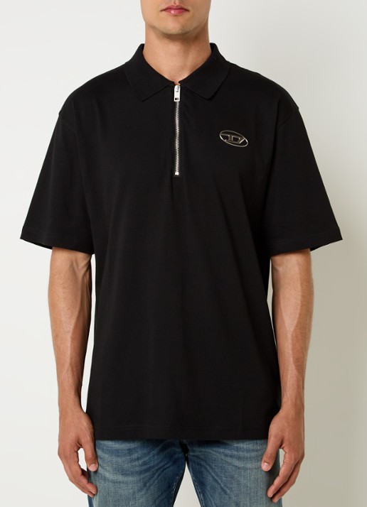 Diesel T-Vor-Od regular fit polo met halve rits en logo