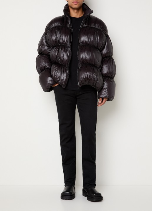Diesel W-Choco puffer jack met ritszakken - voorkant 2 zwart