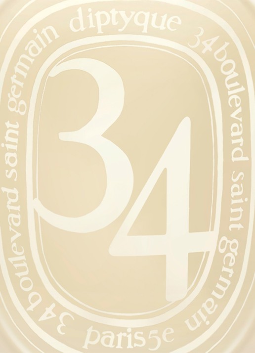 DIPTYQUE 34 Blvd Saint Germain geurkaars 300 gram - achterkant beige