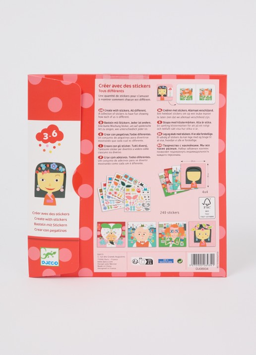 Djeco Creëer met stickers personenthema - voorkant 2 rood