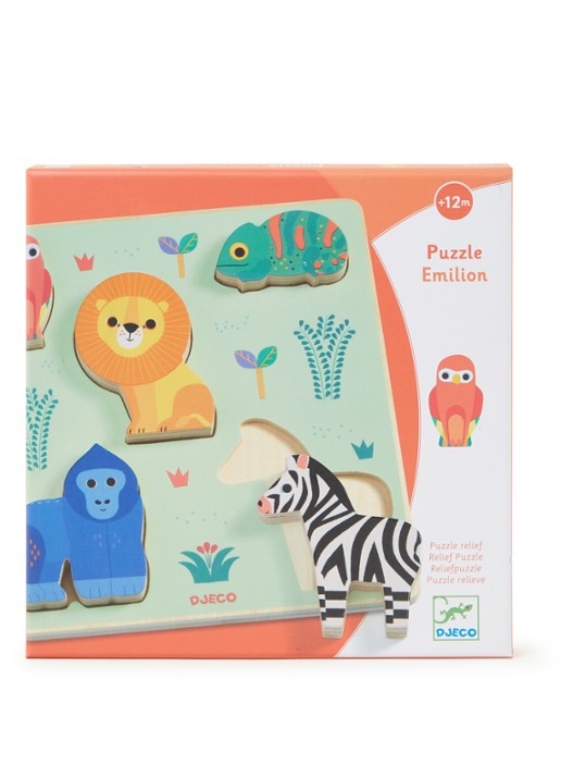 Djeco Emilion voelpuzzel met textuur 5 stukjes - voorkant groen