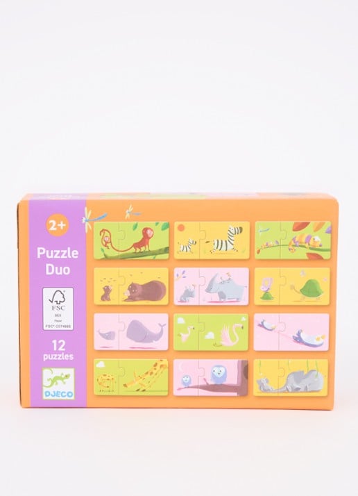 Djeco Mama & Baby duo-puzzel 24 stukjes - voorkant 2 oranje