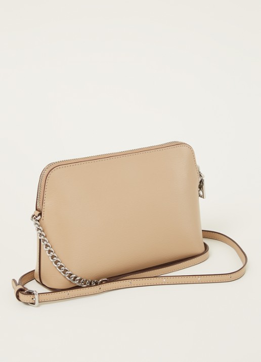 DKNY Bryant Dome crossbodytas van leer - achterkant 4 beige