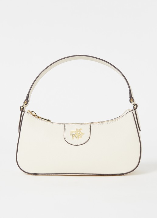 DKNY Carol schoudertas van leer - voorkant 3 creme
