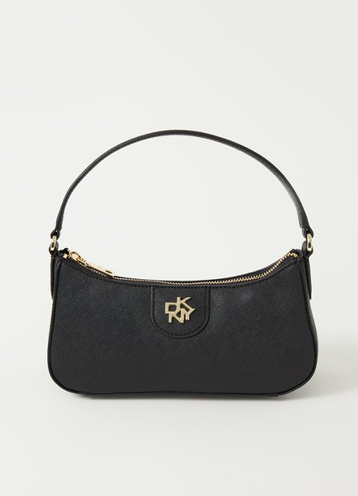 DKNY Carol schoudertas van leer - voorkant zwart