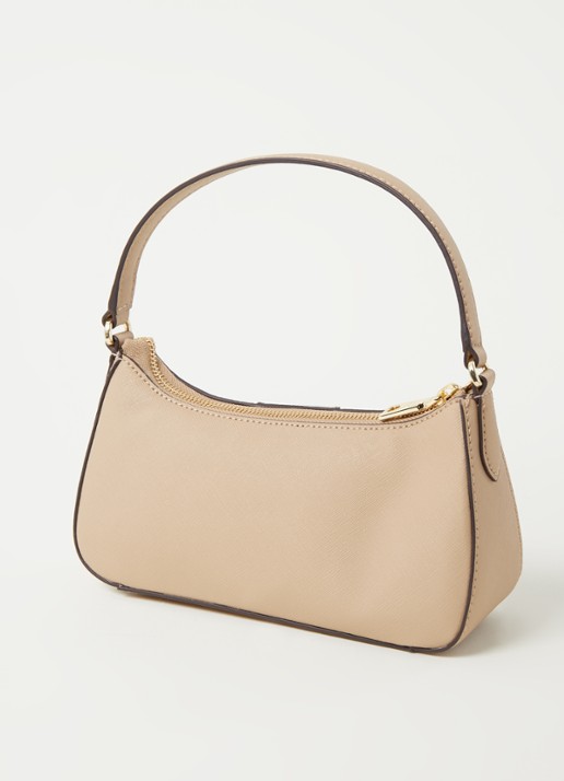 DKNY Carol schoudertas van leer - achterkant donkerbeige