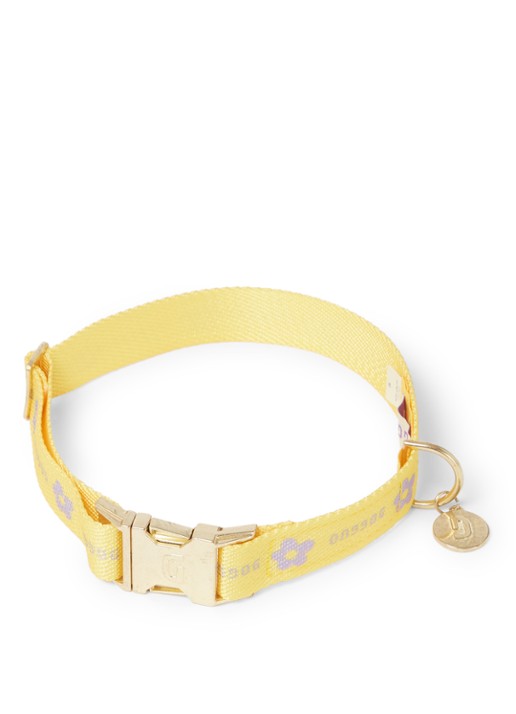 DOGGUO Flower collar M halsband voor honden 36 - 52 cm - voorkant geel