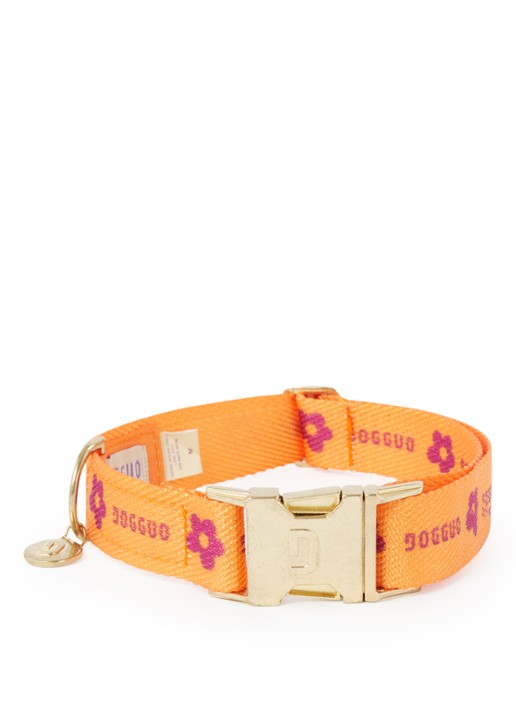 DOGGUO Flower collar M halsband voor honden 36 x 52 cm - voorkant 6 oranje