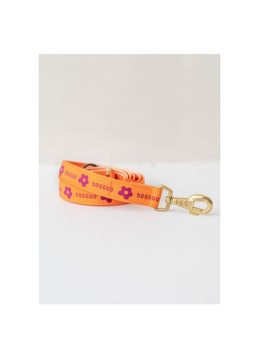 DOGGUO Flower leash hondenriem 200 cm - detail 3 oranje