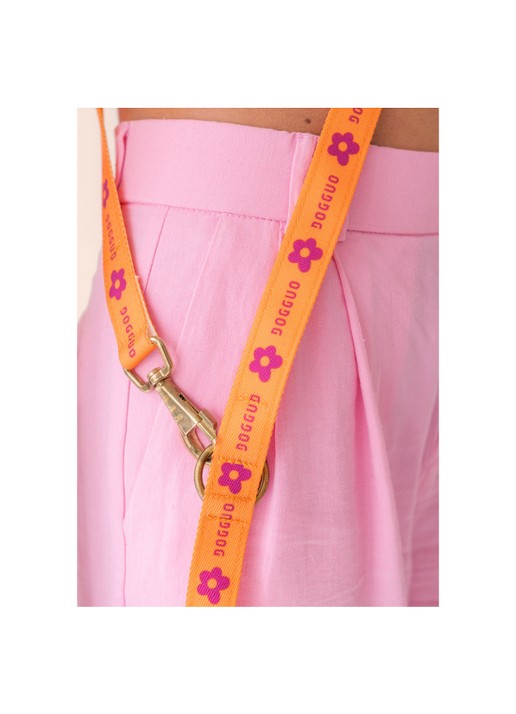 DOGGUO Flower leash hondenriem 200 cm - detail 4 oranje