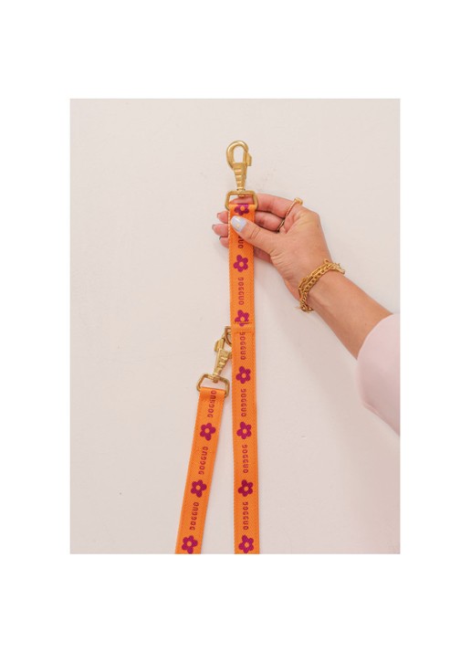 DOGGUO Flower leash hondenriem 200 cm - detail 5 oranje