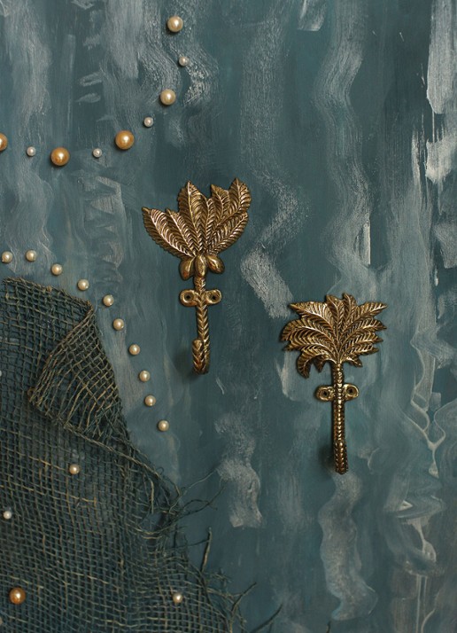Doing Goods Devi Palmtree wandhaak set van 2  - detail 2 goud