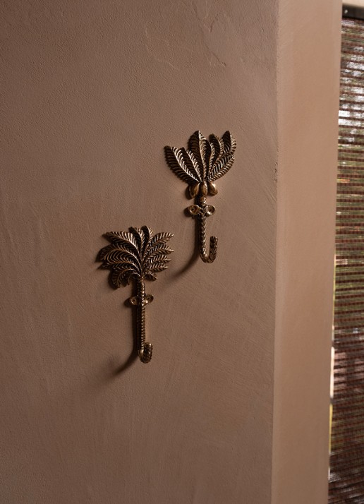 Doing Goods Devi Palmtree wandhaak set van 2  - voorkant 4 goud