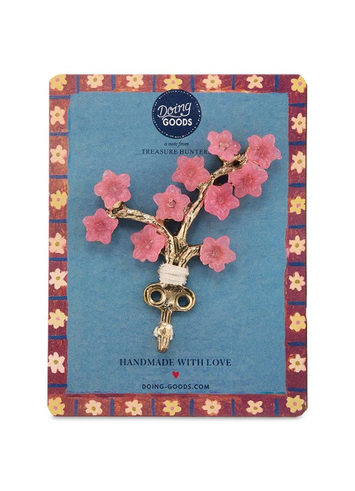 Doing Goods Elodie Flower wandhaak - achterkant 4 brons