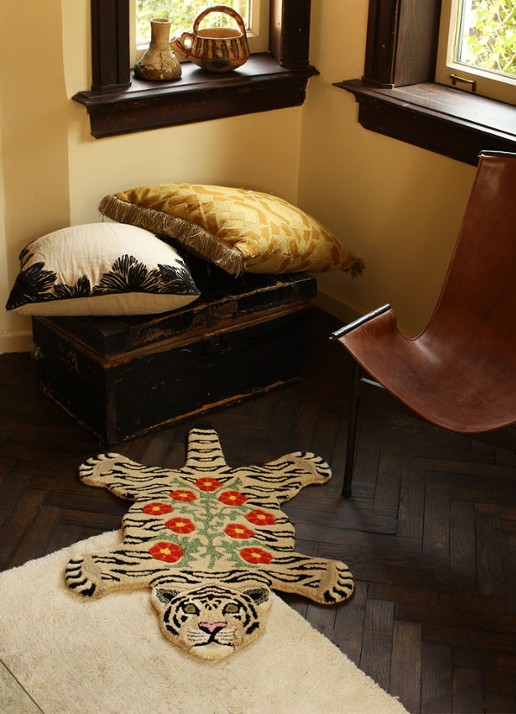 Doing Goods Floral White Tiger Rug Small vloerkleed 92 x 62 cm - detail 3 zand
