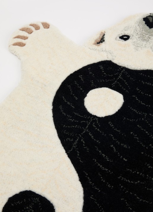 Doing Goods Mara Yin Yang IJsbeer klein vloerkleed - voorkant 2 zwart