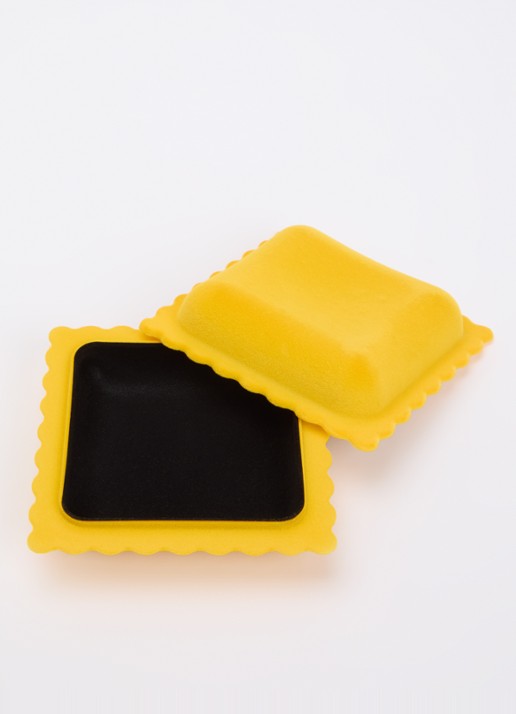 DOIY Ravioli sieradendoos 13 x 13 cm - voorkant 2 geel