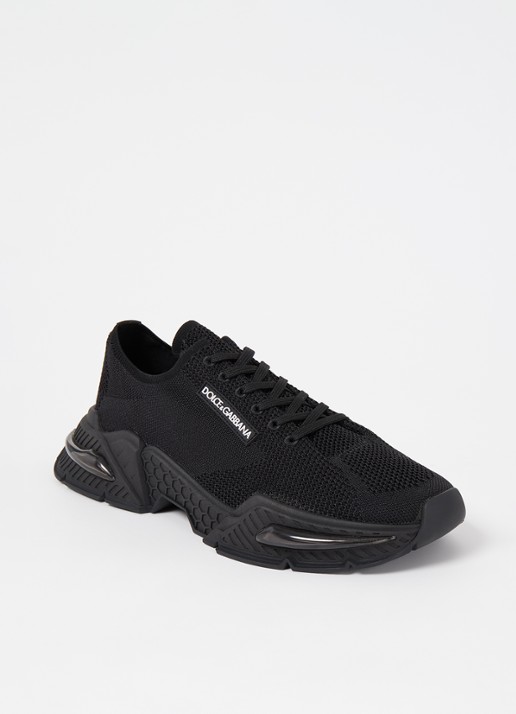 Dolce & Gabbana Airmaster sneaker met gebreid bovenwerk - voorkant zwart