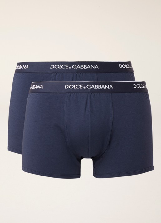 Dolce & Gabbana Boxershorts met logoband in 2-pack - voorkant 2 donkerblauw