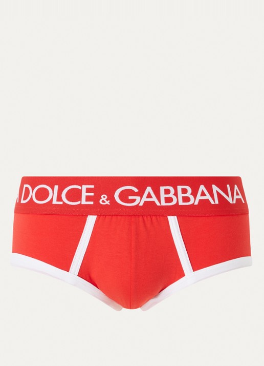 Dolce & Gabbana Boxerslip met logoband - voorkant 2 rood
