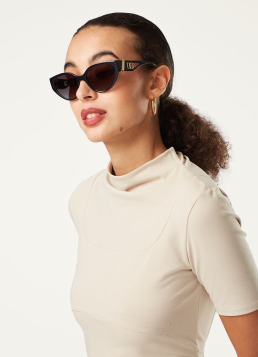 Dolce & Gabbana Cat Eye zonnebril DG6146 - voorkant 5 zwart