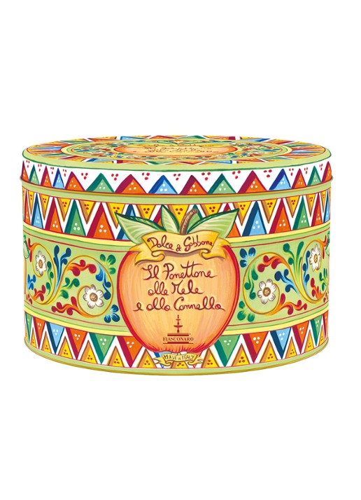 Dolce & Gabbana Fiasconaro panettone met gekonfijte appel en kaneel in bewaarblik 1 kg