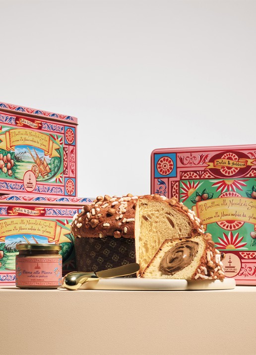 Dolce & Gabbana Fiasconaro panettone met manna-pasta, bedekt met glazuur en hazelnoten in bewaarblik 1 kg - detail undefined