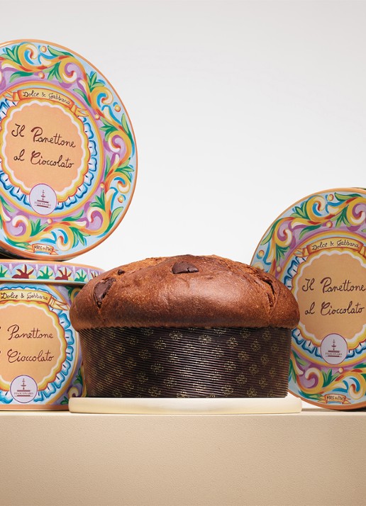 Dolce & Gabbana Fiasconaro panettone met pure en melkchocolade in bewaarblik 500 gram - voorkant 2 groen