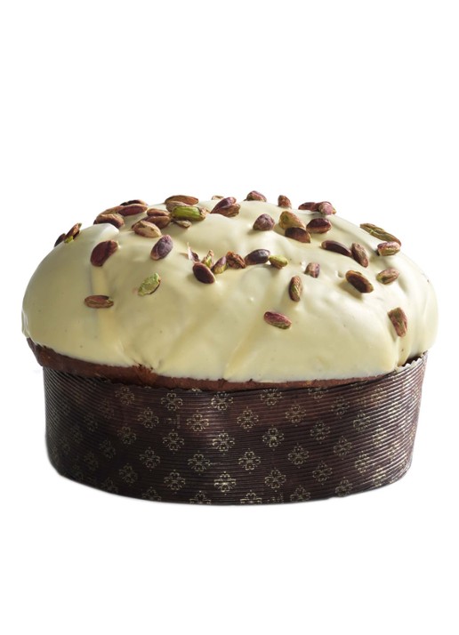 Dolce & Gabbana Fiasconaro panettone met smeerbare pistachecrème, omhuld met witte chocolade en pistachenoten in bewaarblik 600 gram - voorkant 2 undefined