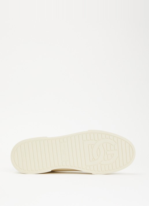 Dolce & Gabbana Portofino sneaker van kalfsleer met logo - detail 6 creme