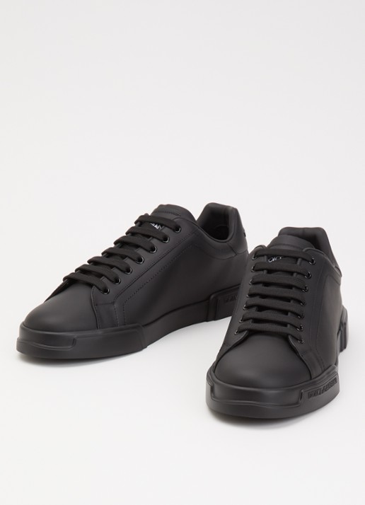 Dolce & Gabbana Portofino sneaker van kalfsleer - detail zwart