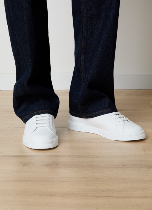 Dolce & Gabbana Portofino sneaker van kalfsleer - voorkant 2 gebroken wit