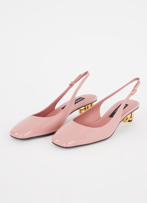 Dolce & Gabbana Slingback van kalfsleer met lakfinish - detail 3 zalmroze