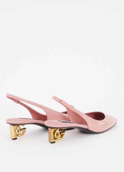 Dolce & Gabbana Slingback van kalfsleer met lakfinish - detail 4 zalmroze