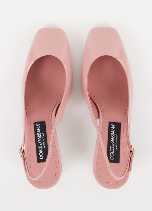 Dolce & Gabbana Slingback van kalfsleer met lakfinish - detail 5 zalmroze