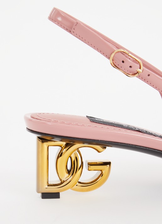 Dolce & Gabbana Slingback van kalfsleer met lakfinish - detail 7 zalmroze