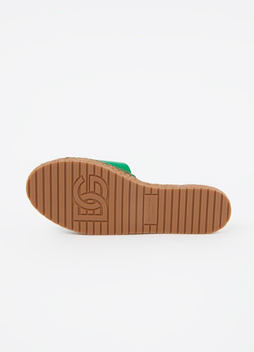Dolce & Gabbana Vitello slipper van leer met logo - detail 5 groen